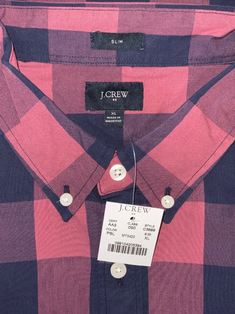J. Crew Factory Gingham Buffalo Check Slim Washed Button Down Oxford Shirt
